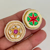 Moissanite Kundan Stud Earrings/ Indian Studs/ Green, Rani, Maroon Studs/ Indian Earrings/ Indian Jewelry/ Polki Studs/ Jadao Kundan/ Sabyas