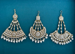 Kundan Pearl Passa, Jhoomer, Side tikka Indian Punjabi Pakistani wedding jewelry, jewelry, Hair accessories