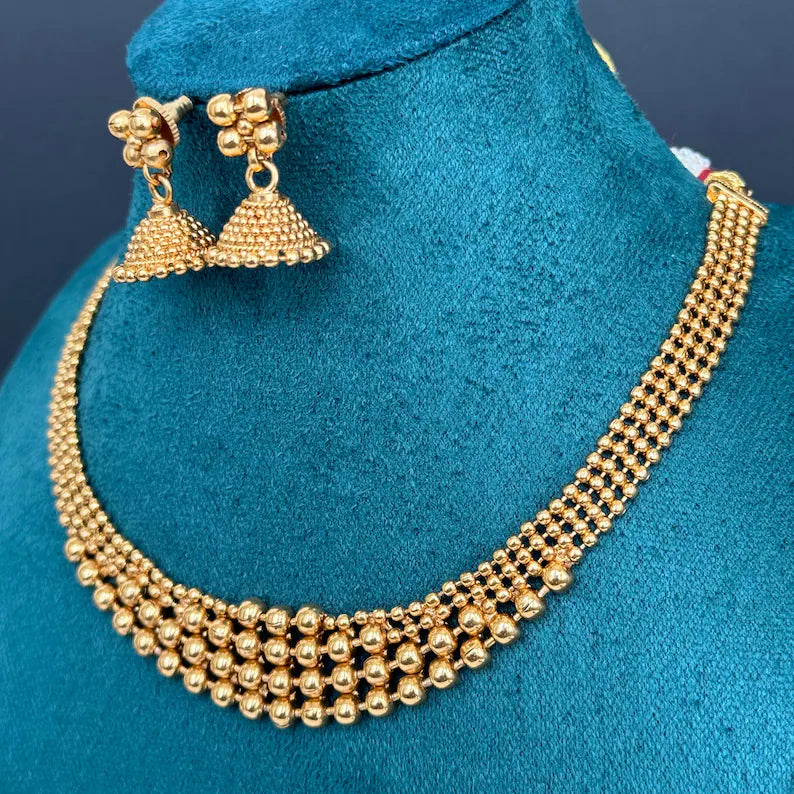 Antique Gold Necklace, South Indian Jewelry, Temple Jewelry, Delicate Necklace, Wedding necklace, Bridal necklace, Indian Gold Necklace