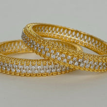 Set of 2 Cz Classic Bangles With 2 Tone Plating /CZ Bangles/Bracelet/Indian Party Bangles/CZ stone bangle/Indian wedding/bridal jewelry 2pcs
