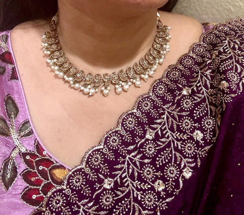 Antique Polki Kundan necklace/Indian jewelry/Punjabi/Pakistani/Wedding necklace/Bridal necklace/Indian necklace