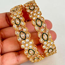 Gold Polki Indian Bangles 2pc, Antique Meenakari Bangles With Gold Plating, Indian gold bangles, Indian wedding Jewelry, Pakistani bangles