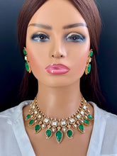 Emerald Doublet Victorian Moissanite Polki Kundan Necklace, Sabyasachi Designer, Bollywood, Indian Pakistani Jewelry for Wedding, bridal