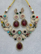 Navratan Victorian Polki Kundan Necklace, Sabyasachi Necklace, Statement Necklace, Semi Precious Necklace, Designer Necklace, Indian wedding