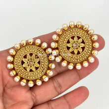 Bollywood Pearl Gold Large Stud Earrings/Indian Studs/Indian Earrings/Indian /Kundan Studs/Sabyasachi studs/Bridal Jewelry/Indian wedding