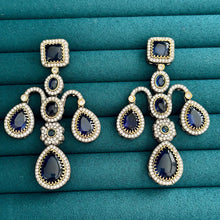 Sabyasachi-inspired monalisa stone and CZ earrings, Victorian earrings, designer earrings Sabhyasachi jewelry, statement long earrings