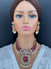 Raveena Tandon inspired Ruby Premium Moissanite Polki Doublet Victorian Necklace/Sabyasachi/Indian/Bollywood/Celebrity/Pakistani, Wedding