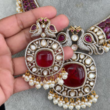 Raveena Tandon inspired Ruby Premium Moissanite Polki Doublet Victorian Necklace/Sabyasachi/Indian/Bollywood/Celebrity/Pakistani, Wedding