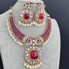 Raveena Tandon inspired Ruby Premium Moissanite Polki Doublet Victorian Necklace/Sabyasachi/Indian/Bollywood/Celebrity/Pakistani, Wedding