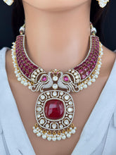 Raveena Tandon inspired Ruby Premium Moissanite Polki Doublet Victorian Necklace/Sabyasachi/Indian/Bollywood/Celebrity/Pakistani, Wedding