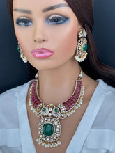 Raveena Tandon inspired Rubygreen Premium Moissanite Polki Doublet Victorian Necklace/Sabyasachi/Indian/Bollywood/Celebrity/PakistaniWedding
