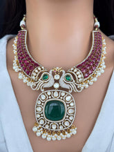 Raveena Tandon inspired Rubygreen Premium Moissanite Polki Doublet Victorian Necklace/Sabyasachi/Indian/Bollywood/Celebrity/PakistaniWedding