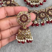 Maroon Red Antique Polki Kundan Necklace/Reverse Ad Necklace/Statement necklace/Indian/Punjabi Necklace/Pakistani Jewelry/Bridal necklace