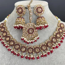 Maroon Red Antique Polki Kundan Necklace/Reverse Ad Necklace/Statement necklace/Indian/Punjabi Necklace/Pakistani Jewelry/Bridal necklace