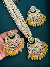 Yellow Kundan Meenakari long necklace/Indian jewelry/Kundan rani haar/Mala necklace set/Indian Wedding/Bridal Necklace/Punjabi/Pakistani