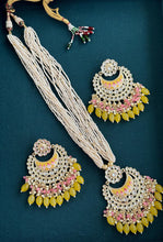Yellow Kundan Meenakari long necklace/Indian jewelry/Kundan rani haar/Mala necklace set/Indian Wedding/Bridal Necklace/Punjabi/Pakistani