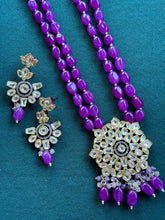 Purple Victorian uncut Polki Kundan Necklace/Indian Long Necklace/Statement Necklace/Long Mala/Semi Precious Necklace/Rani Haar/Pakistani