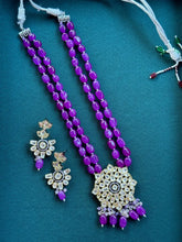 Purple Victorian uncut Polki Kundan Necklace/Indian Long Necklace/Statement Necklace/Long Mala/Semi Precious Necklace/Rani Haar/Pakistani