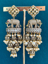 Victorian CZ Diamond Elephant Large Jhumka/Statement Earrings\CZ Indian Jhumka/Pakistani Jewelry/Indian Earring/Indian wedding/Gift for her