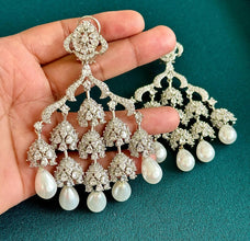 Statement CZ Pearl Premium quality AD Earrings/Victorian earrings/CZ Earrings/Indian Jewelry/Sabyasachi /Pakistani/Punjabi\Coctail Earrings