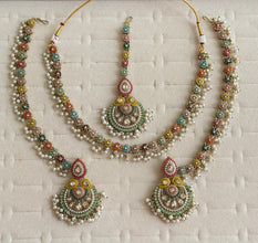 Navratan Delicate Antique Polki Kundan necklace set/Reverse Ad Necklace/Statement necklace/Indian/Punjabi Necklace/Pakistani Jewelry