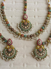 Navratan Delicate Antique Polki Kundan necklace set/Reverse Ad Necklace/Statement necklace/Indian/Punjabi Necklace/Pakistani Jewelry