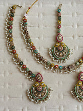 Navratan Delicate Antique Polki Kundan necklace set/Reverse Ad Necklace/Statement necklace/Indian/Punjabi Necklace/Pakistani Jewelry