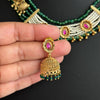 RubyGreen Gold plated traditional Necklace, Indian wedding collection, Indian Pakistani jewelry, Indian beads necklace, Temple jewelry