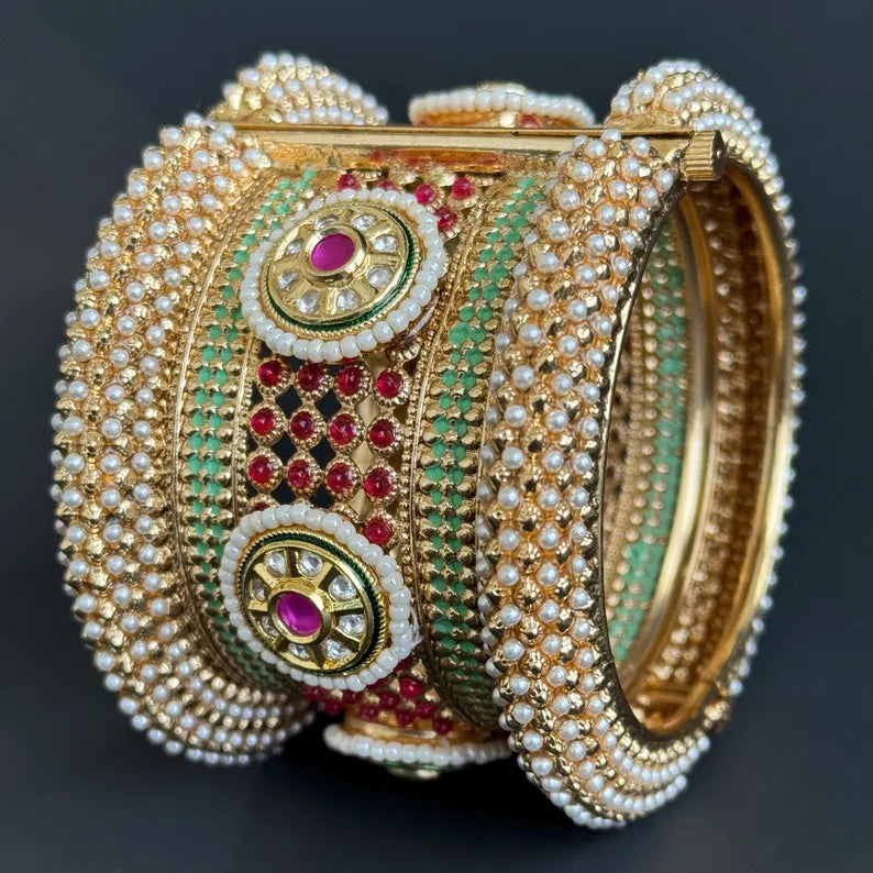 Gold plated Rajwadi Kundan openable Single Kada Bangle(1Pc)/Indian Kada/Wedding Jewelry/Kada/Punjabi Jewelry/Indian Wedding/Bollywood bangle
