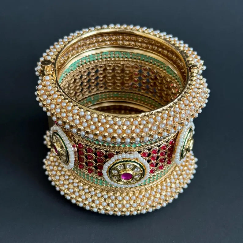 Gold plated Rajwadi Kundan openable Single Kada Bangle(1Pc)/Indian Kada/Wedding Jewelry/Kada/Punjabi Jewelry/Indian Wedding/Bollywood bangle