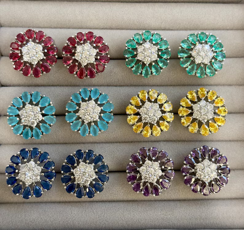 American Diamond Stud earrings/Indian Jewelry/Pakistani Jewelry/Bollywood Jewelry/CZ earrings/AD earrings/Statement earrings/Gift for her