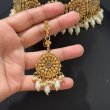 Gold Pearl Choker Set, Punjabi choker necklace set, Indian wedding Jewelry, Bridal necklace, Pakistani necklace, Wedding Gold Necklace