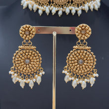 Gold Pearl Choker Set, Punjabi choker necklace set, Indian wedding Jewelry, Bridal necklace, Pakistani necklace, Wedding Gold Necklace