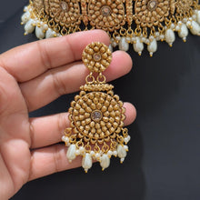 Gold Pearl Choker Set, Punjabi choker necklace set, Indian wedding Jewelry, Bridal necklace, Pakistani necklace, Wedding Gold Necklace