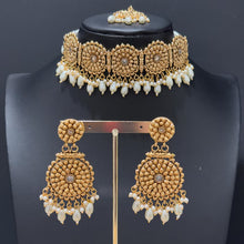 Gold Pearl Choker Set, Punjabi choker necklace set, Indian wedding Jewelry, Bridal necklace, Pakistani necklace, Wedding Gold Necklace