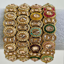 A Pair of Polki Pearl Kundan antique dull gold finish Bangles Pair /Punjabi bangles/Bridal bangles/Indian wedding jewelry/Pakistani/Kada