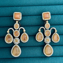Sabyasachi-inspired monalisa stone and CZ earrings, Victorian earrings, designer earrings Sabhyasachi jewelry, statement long earrings