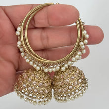 Restocked Antique Polki hoop Jhumka/stone Jhumka/Indian Jewelry/Pakistani Jewelry/Punjabi Jewelry/Statement earrings/Bridal earring/Indian