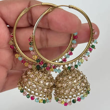 Restocked Antique Polki hoop Jhumka/stone Jhumka/Indian Jewelry/Pakistani Jewelry/Punjabi Jewelry/Statement earrings/Bridal earring/Indian