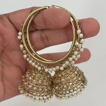 Restocked Antique Polki hoop Jhumka/stone Jhumka/Indian Jewelry/Pakistani Jewelry/Punjabi Jewelry/Statement earrings/Bridal earring/Indian