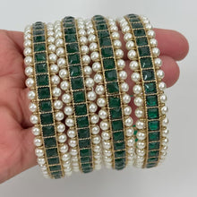 Green set of 4 Polki Stone antique finish Bangles Set mix Sizes Punjabi Pearl bangles Set/Bridal bangles/Antique bangles/Polki Pearl bangles