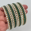 Green set of 4 Polki Stone antique finish Bangles Set mix Sizes Punjabi Pearl bangles Set/Bridal bangles/Antique bangles/Polki Pearl bangles