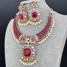 Raveena Tandon inspired Ruby Premium Moissanite Polki Doublet Victorian Necklace/Sabyasachi/Indian/Bollywood/Celebrity/Pakistani, Wedding