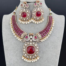 Raveena Tandon inspired Ruby Premium Moissanite Polki Doublet Victorian Necklace/Sabyasachi/Indian/Bollywood/Celebrity/Pakistani, Wedding