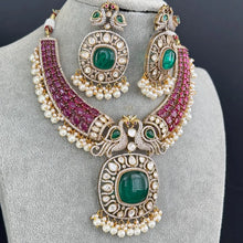 Raveena Tandon inspired Rubygreen Premium Moissanite Polki Doublet Victorian Necklace/Sabyasachi/Indian/Bollywood/Celebrity/PakistaniWedding