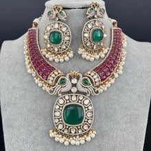Raveena Tandon inspired Rubygreen Premium Moissanite Polki Doublet Victorian Necklace/Sabyasachi/Indian/Bollywood/Celebrity/PakistaniWedding