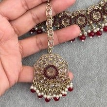 Maroon Red Antique Polki Kundan Necklace/Reverse Ad Necklace/Statement necklace/Indian/Punjabi Necklace/Pakistani Jewelry/Bridal necklace