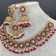 Maroon Red Antique Polki Kundan Necklace/Reverse Ad Necklace/Statement necklace/Indian/Punjabi Necklace/Pakistani Jewelry/Bridal necklace