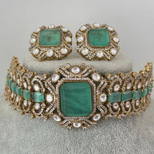 Mint Victorian Doublet Moissanite polki Cz diamond choker Necklace,Indian Bridal Jewelry,Bollywood Sabyasachi Designer necklace, Pakistani