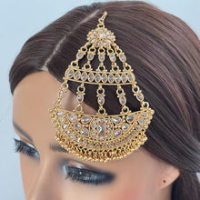 Gold Polki Kundan Pearl Passa, Jhoomer, Side tikka Indian Punjabi Pakistani wedding jewelry, jewelry, Hair accessories